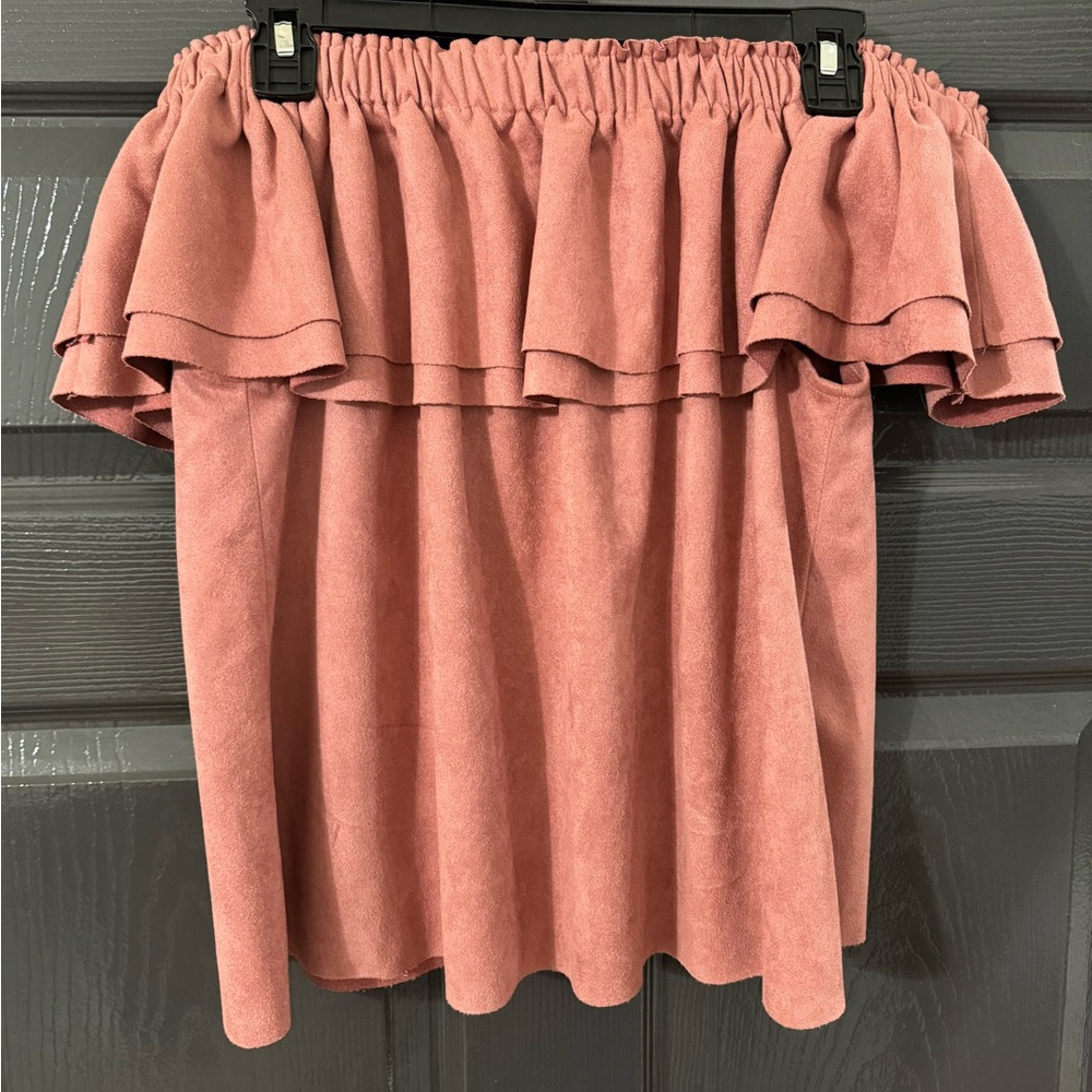 Dusty Rose/Mauve Velvet Off-The-Shoulder Top